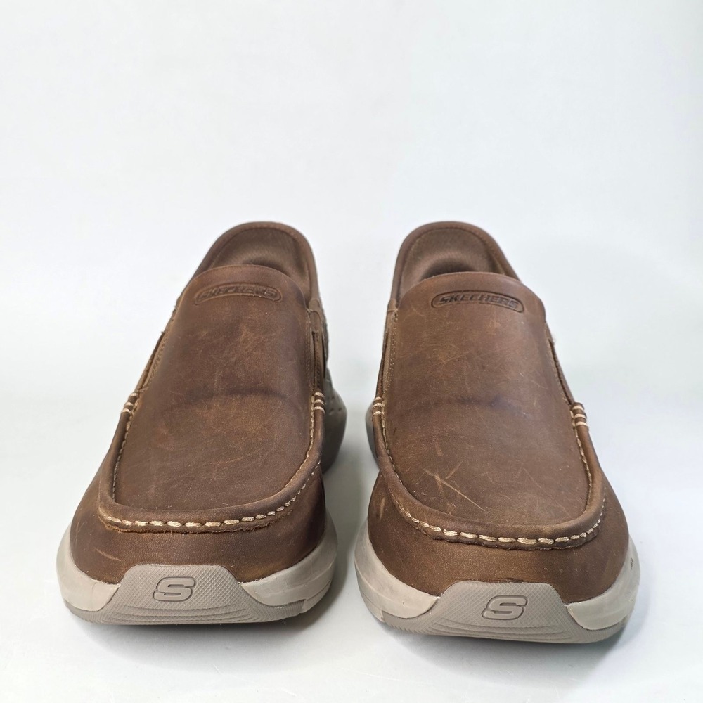 Skechers Slip-ins Go Walk Anywhere Mens 11.5 Brown Leather Loafers Sneakers DSRT - Picture 10 of 14